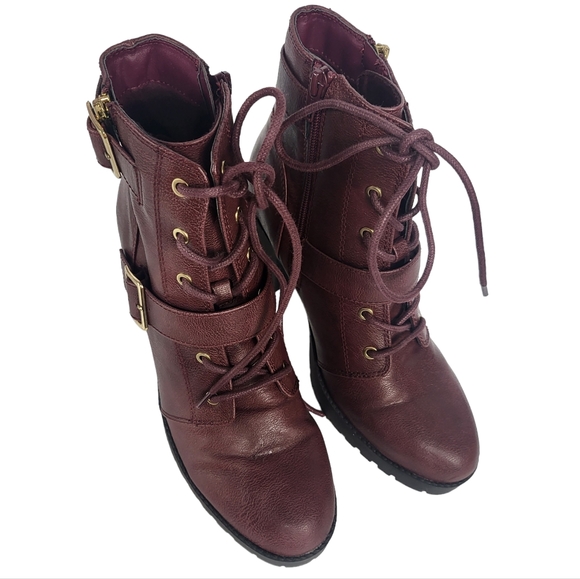 Sun + Stone Ivvie Lug Sole Booties Wine 8 - Picture 3 of 4